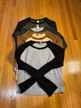 Romwe Crop Top Bundle 4 Long Sleeve Colorblock M/L